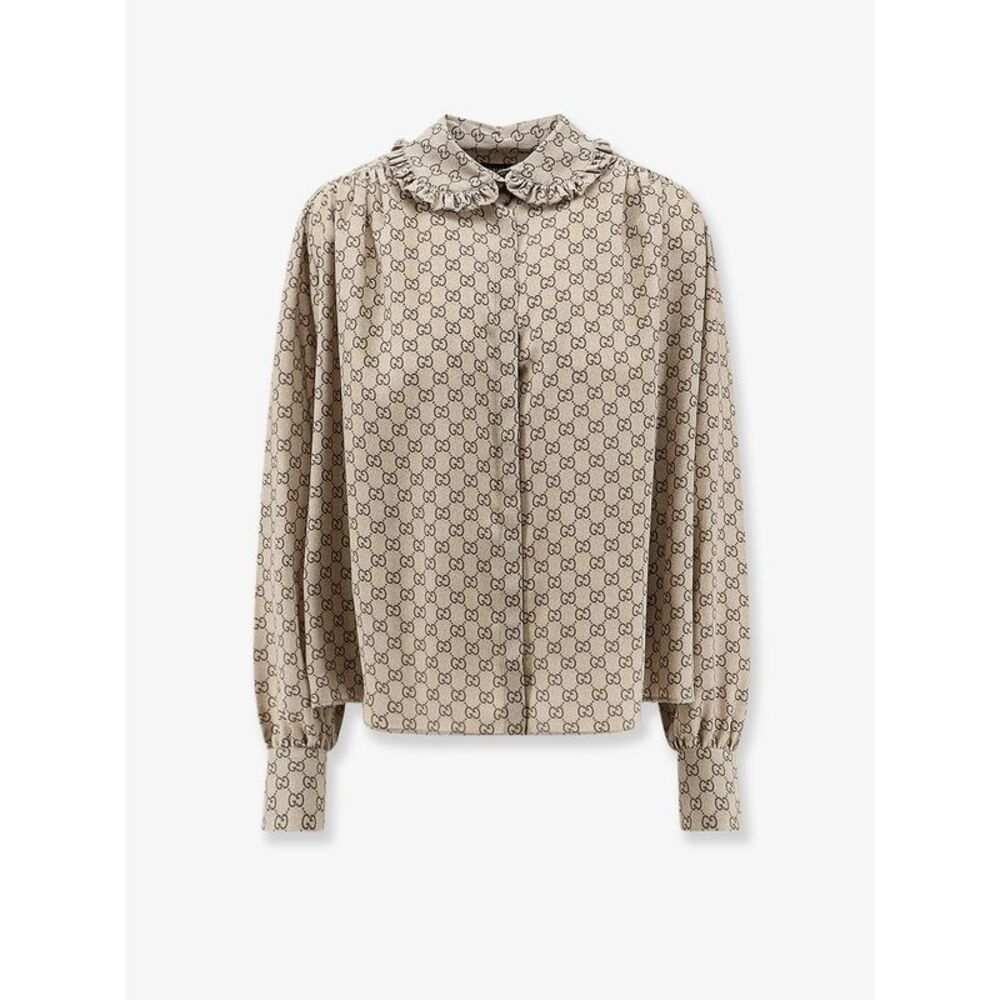 Gucci Women Gucci Primavera Silk Shirt With Gg Print